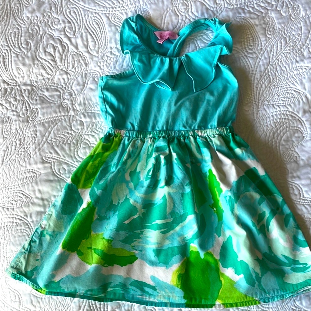 Lilly Pulitzer Aqua and Green Kids Dress
